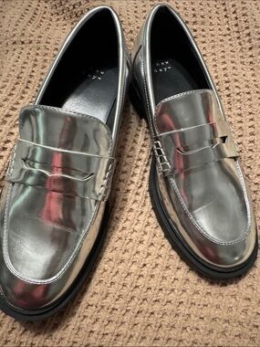 Wimen Metallic Silver Penny Loafers by A New Day 🎯